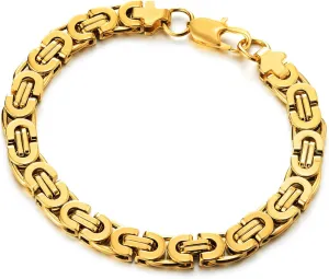 COOLSTEELANDBEYOND Classic Stainless Steel Braided Link Byzantine Chain Bracelet for Men Women Silver Color Polished