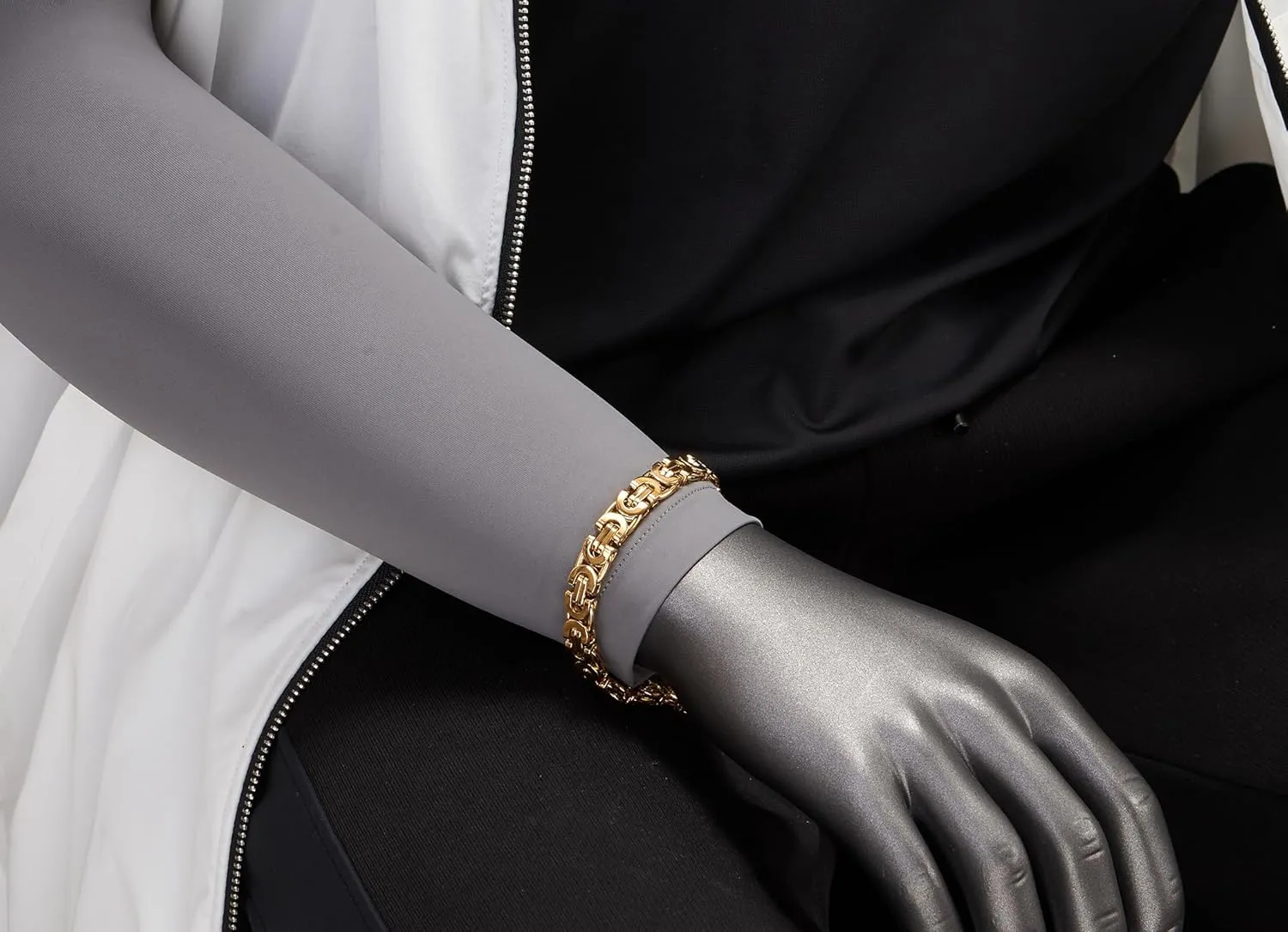 COOLSTEELANDBEYOND Classic Stainless Steel Braided Link Byzantine Chain Bracelet for Men Women Silver Color Polished