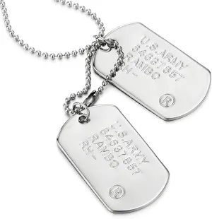 COOLSTEELANDBEYOND Classic Two-Pieces Mens Military Army Dog Tag Pendant Necklace with Ball Chain