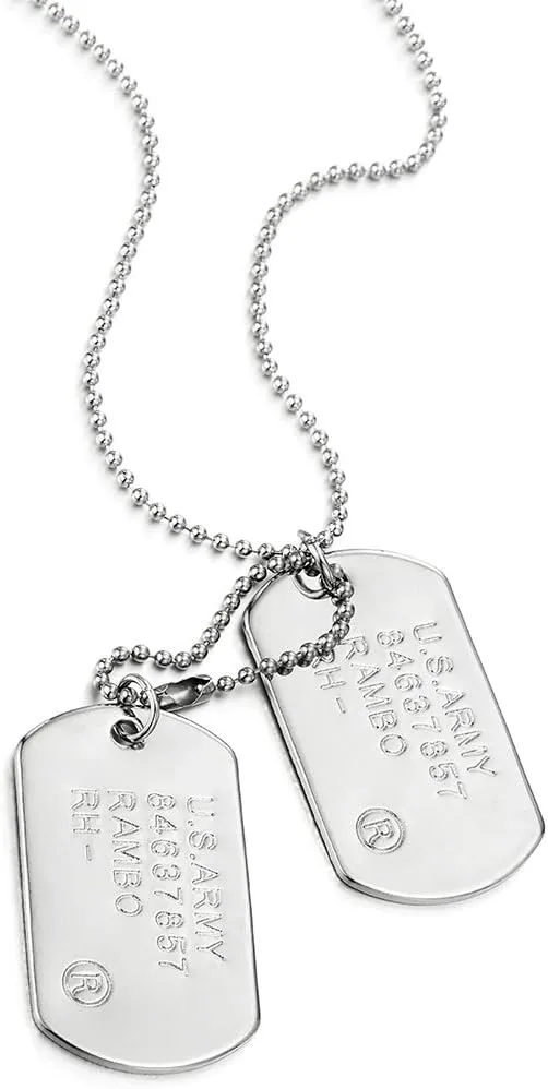 COOLSTEELANDBEYOND Classic Two-Pieces Mens Military Army Dog Tag Pendant Necklace with Ball Chain
