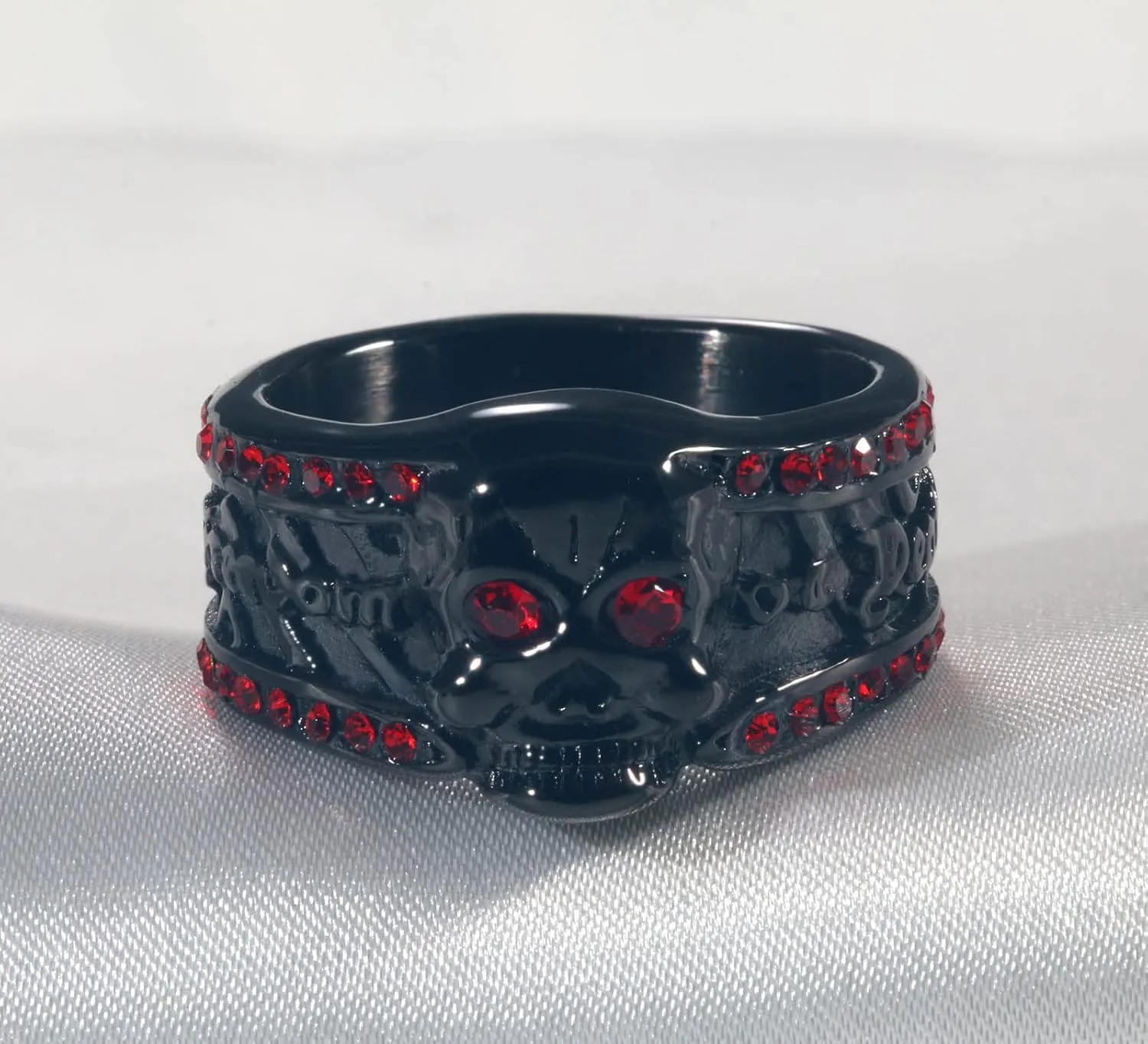 Couple Rings Matching Ring Black Skull Ring Red CZ Womens Wedding Ring Sets Man Wedding Bands