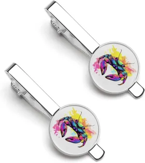 Crab Tie Dye Tie Clip Classic Necktie Bar Pinch Clothing Accessories for Wedding Party Business