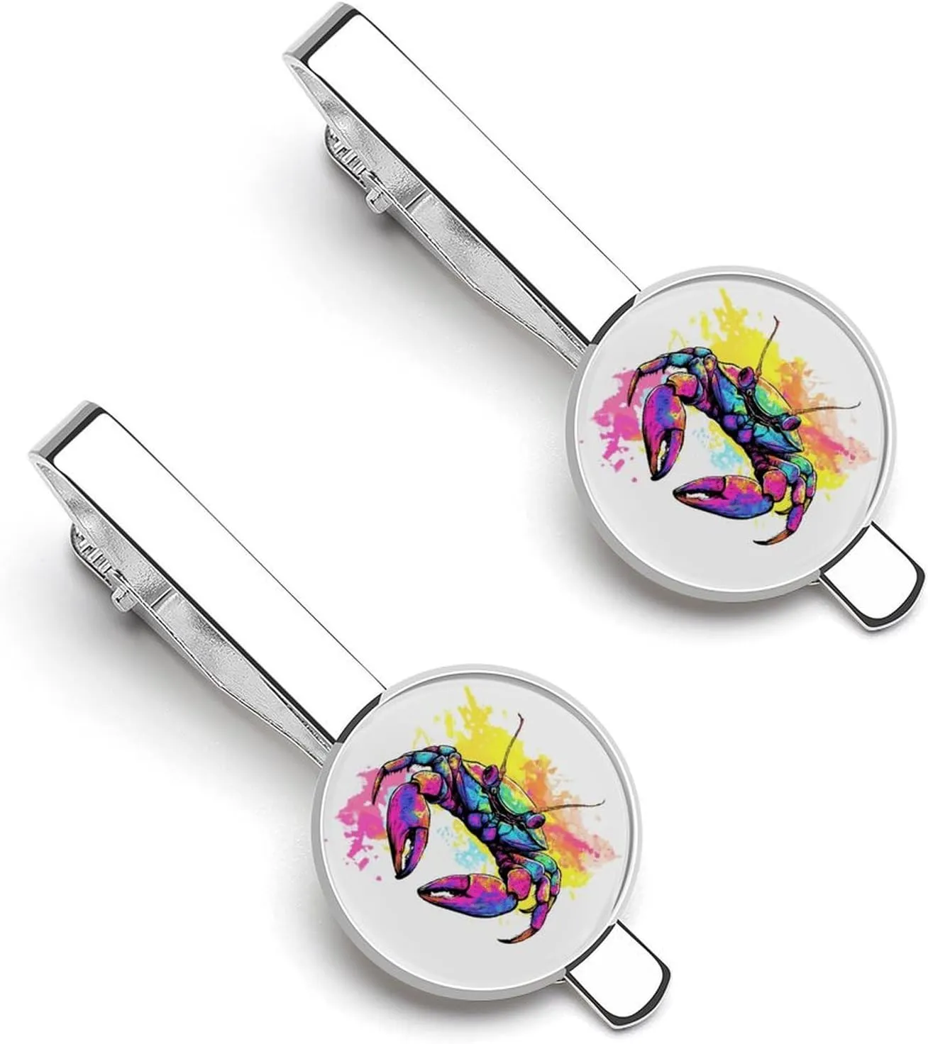 Crab Tie Dye Tie Clip Classic Necktie Bar Pinch Clothing Accessories for Wedding Party Business