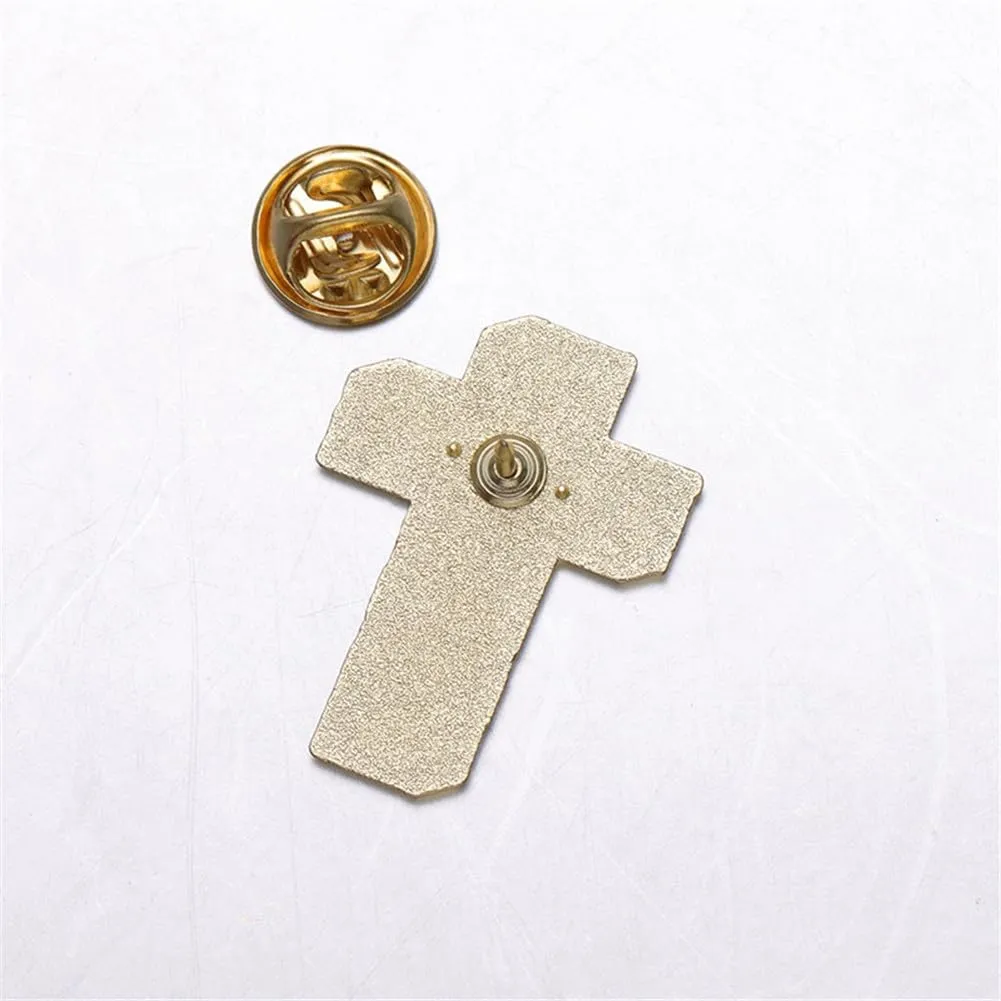 Cross Brooch Pin for Women Men Cute Cross Brooch Metal Badge Pin Laple Religious Faith Brooches and Pins Hat Bag Shirt Decoration Jewelry Easter Pack