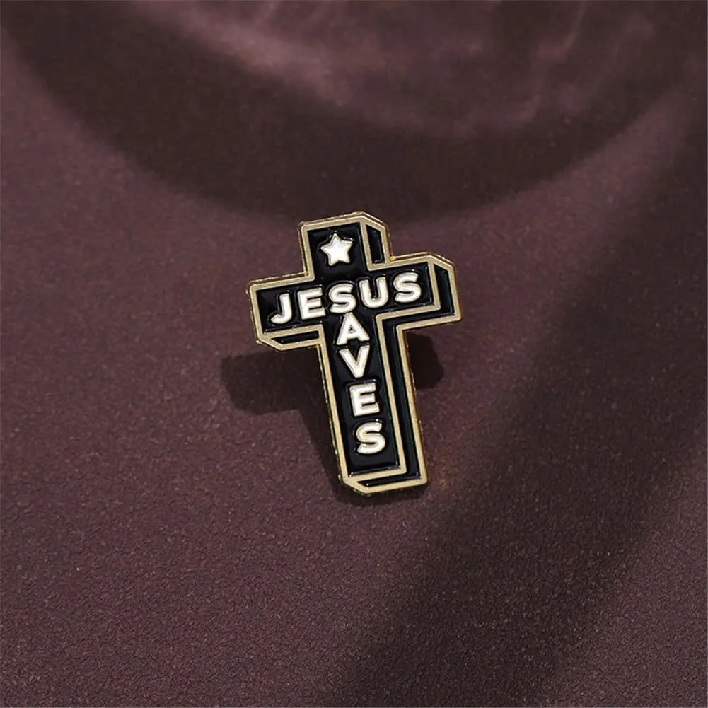 Cross Brooch Pin for Women Men Cute Cross Brooch Metal Badge Pin Laple Religious Faith Brooches and Pins Hat Bag Shirt Decoration Jewelry Easter Pack