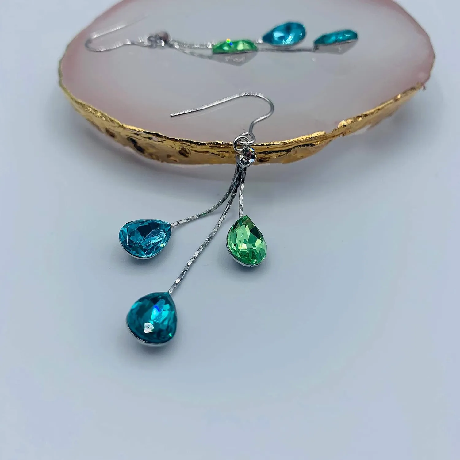 Crystal Earrings for Women - Chandelier Danglers - Black Pearl Earrings - Pink Purple Jewelry