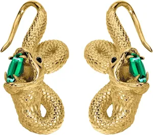 Crystal Snake Stud Earrings,Golden Fashion Earrings For Women Cubic Zirconia Snake Earrings Trendy Jewelry Gifts one of a kind earrings with tsavorites and matte yellow gold serpents's skin texture