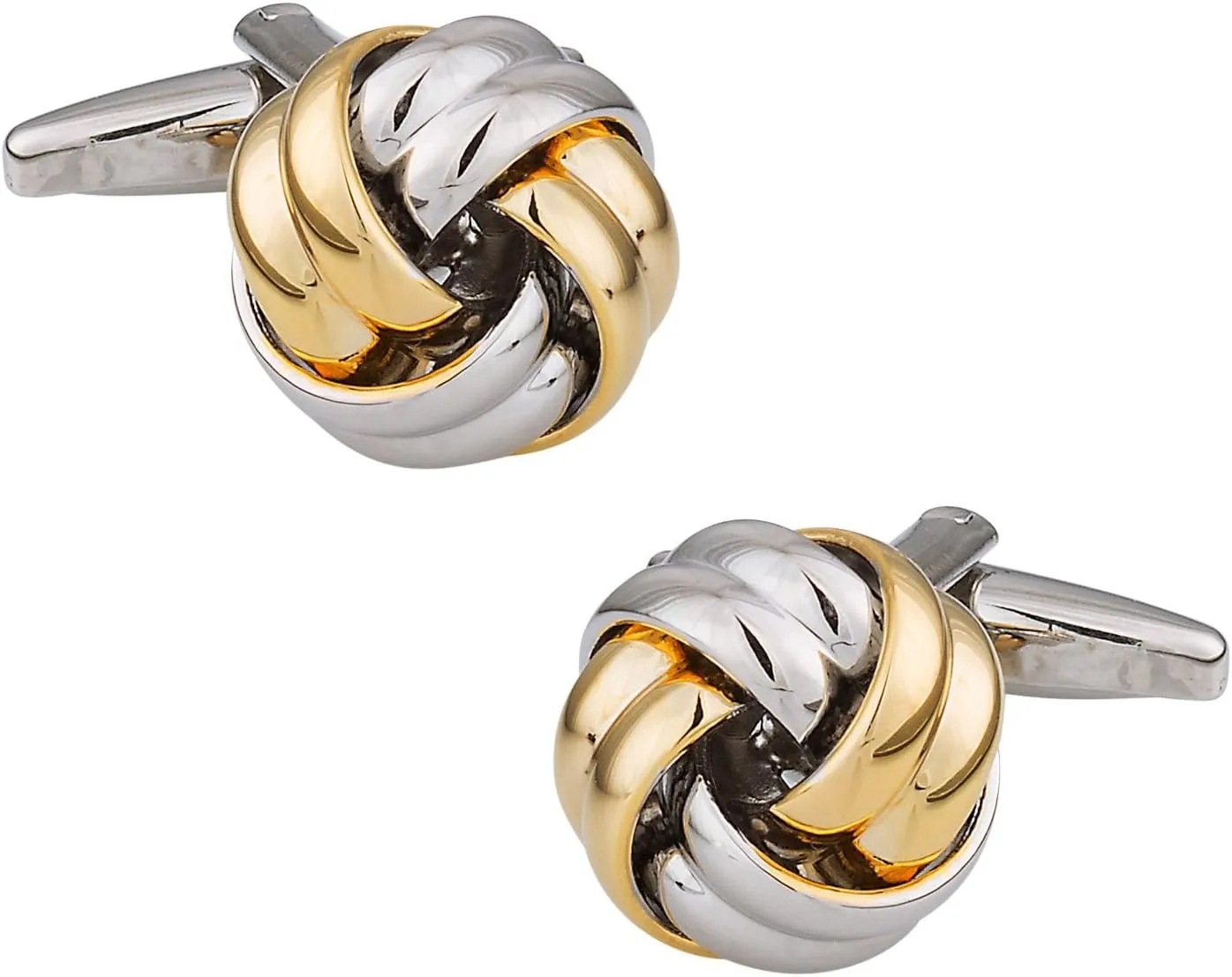 Cuff-Daddy 2 Tone Gold Silver Men's Knot Classic Cufflinks with Presentation Gift Box