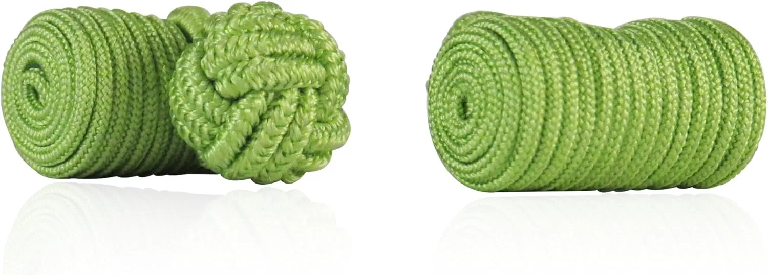 Cuff-Daddy Classic Spring Light Green Silk Knot Log Cufflinks with Velour Pouch