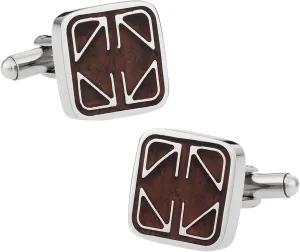 Cuff-Daddy Unique Designer Cherry Wood Stainless Steel Cufflinks with Presentation Box