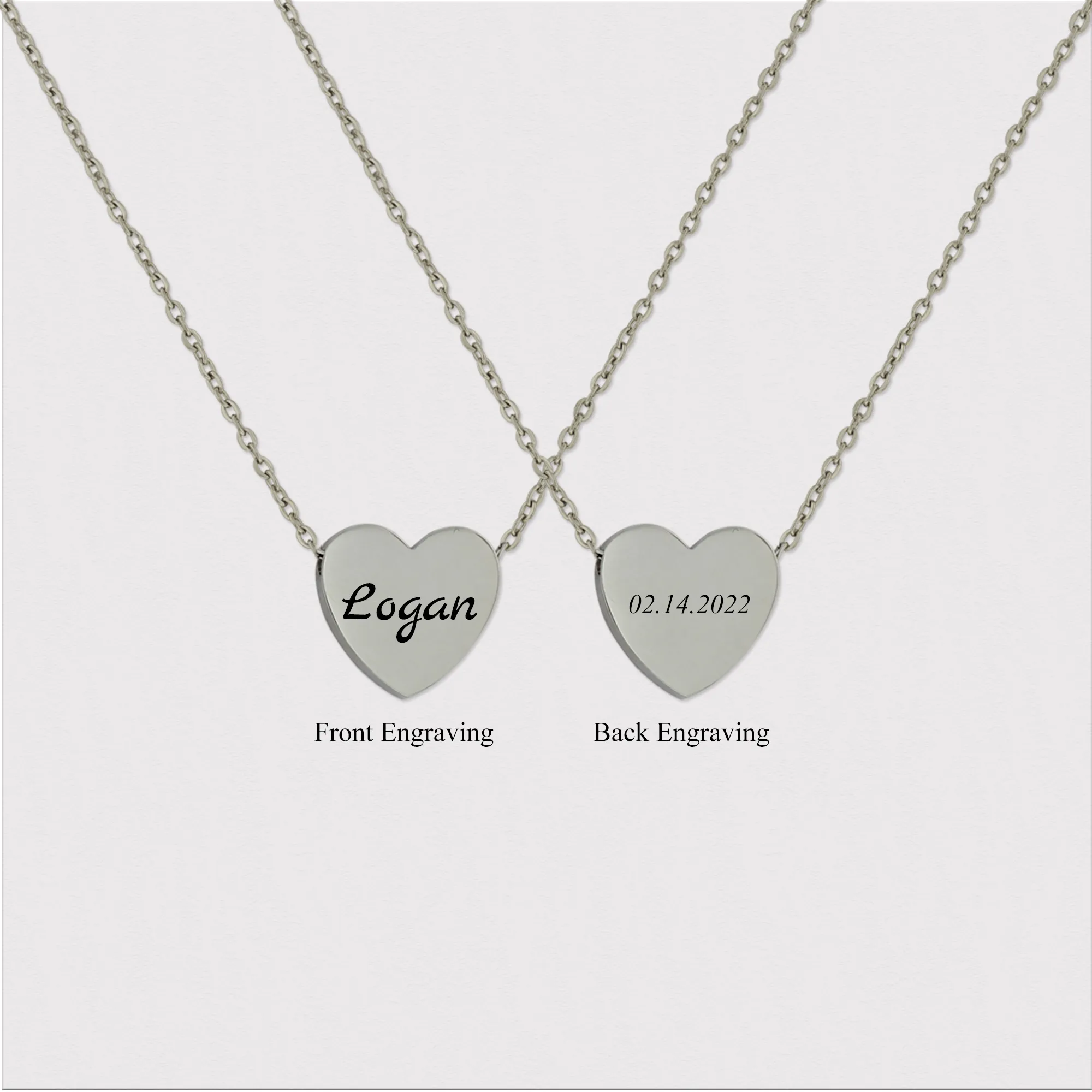 Custom Engraved Initials Heart Necklace KCL 7