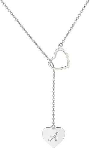 Custom Initial Necklace Personalized 925 Sterling Silver Heart Custom Name Necklace Y-Necklace Jewelry Gift for Women