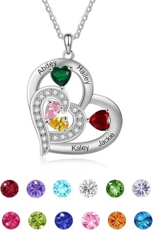 Custom Mothers Day Necklace with Birthstones Custom Heart Necklace Gifts for Mom Personalized Necklace for Women with 6 Names Birthday Gifts for Women Wife Nana