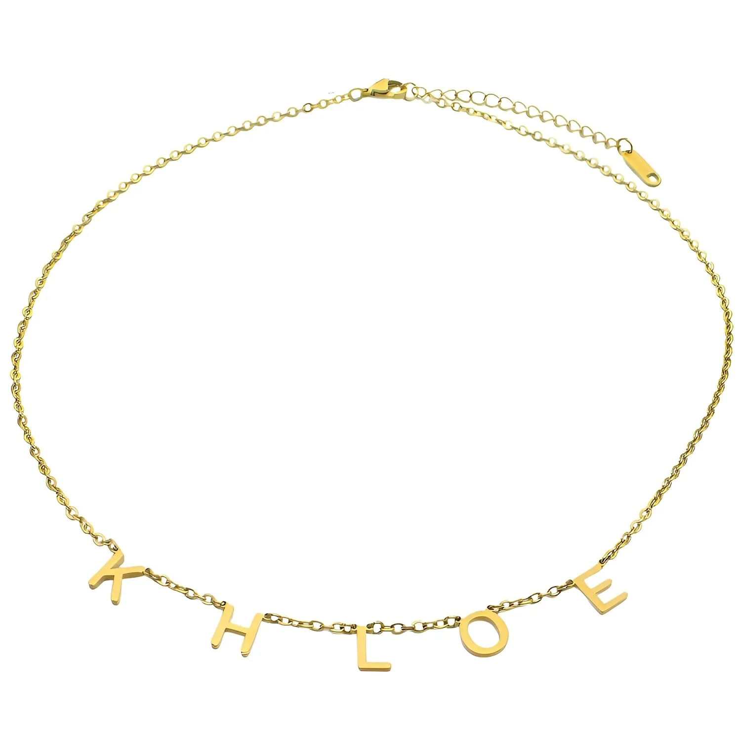 Custom Name Necklace Personalized, 18K Gold Plated Initial Choker Name Necklace Dainty Customize Letter Necklace for Women Girls