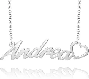 Custom Name Necklace Silver Nameplate Symbol Initial Necklace Personalized Pendant with Heart Jewelry Gift for Women GirlsCustom