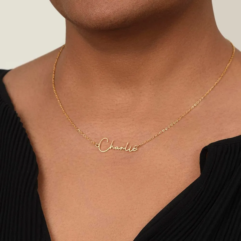 Custom Necklaces For Women: Mothers Day Gift Ideas For Mom From Daughter & Son, Signature Style Name Necklace For Mother Birthdays, Valentines & Christmas Presents (18K Gold Finish-TwoToneBox)