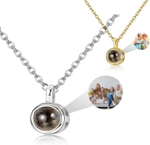 Custom Necklaces with Picture inside,Personalized Necklace for Women,Picture Necklace Personalized Photo,Projection I Love You Necklace 100 Languages,Anniversary Memorial Gift for Her/Women/Couple