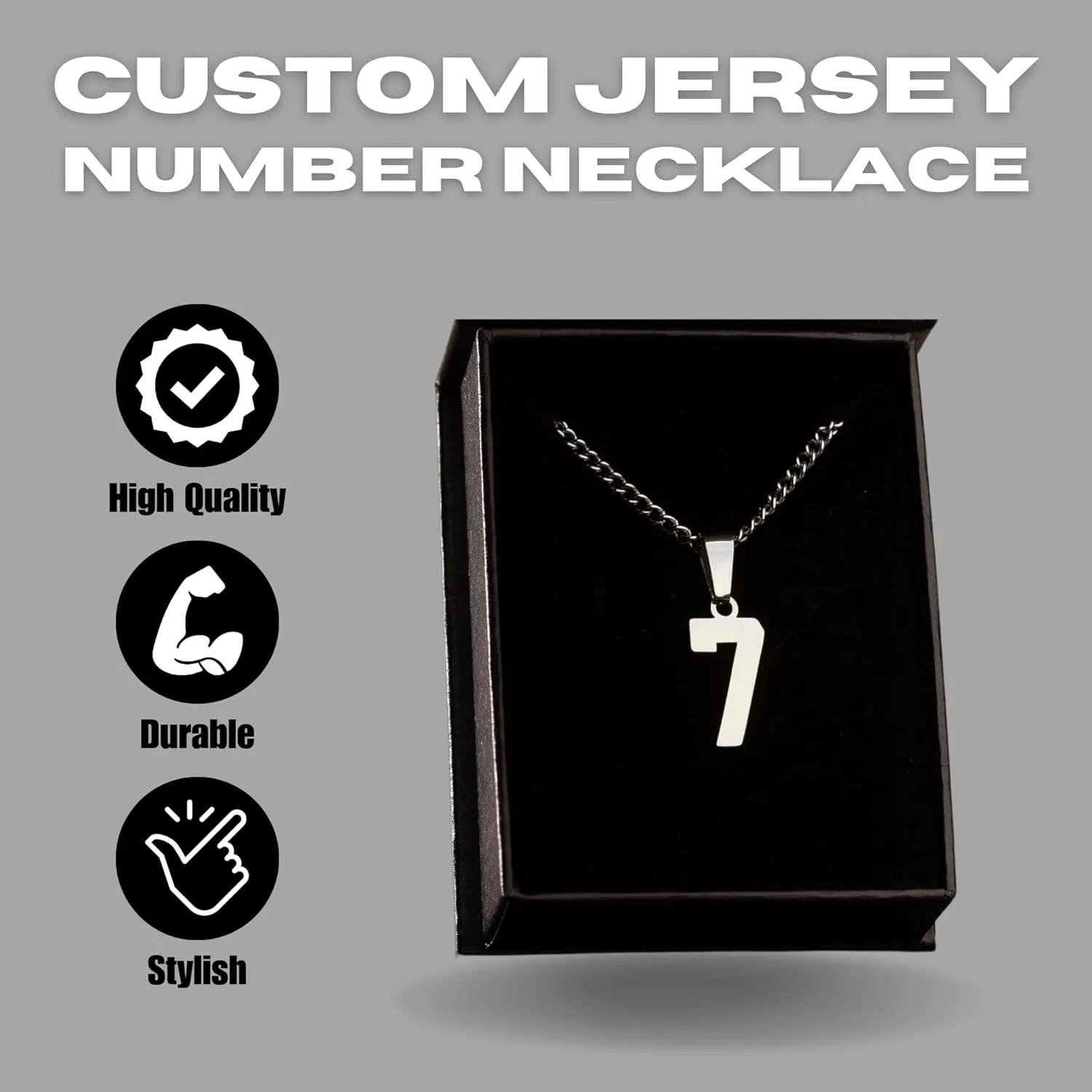 Custom Number Necklace - Stainless Steel Sports Chains - Personalized Jersey Number Necklaces for Men and Women Athletes - Stainless Steel Baseball/Basketball/Football Sports Team Inspiration Jewelry