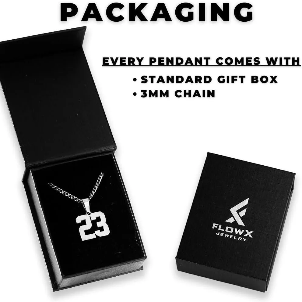 Custom Number Necklace - Stainless Steel Sports Chains - Personalized Jersey Number Necklaces for Men and Women Athletes - Stainless Steel Baseball/Basketball/Football Sports Team Inspiration Jewelry