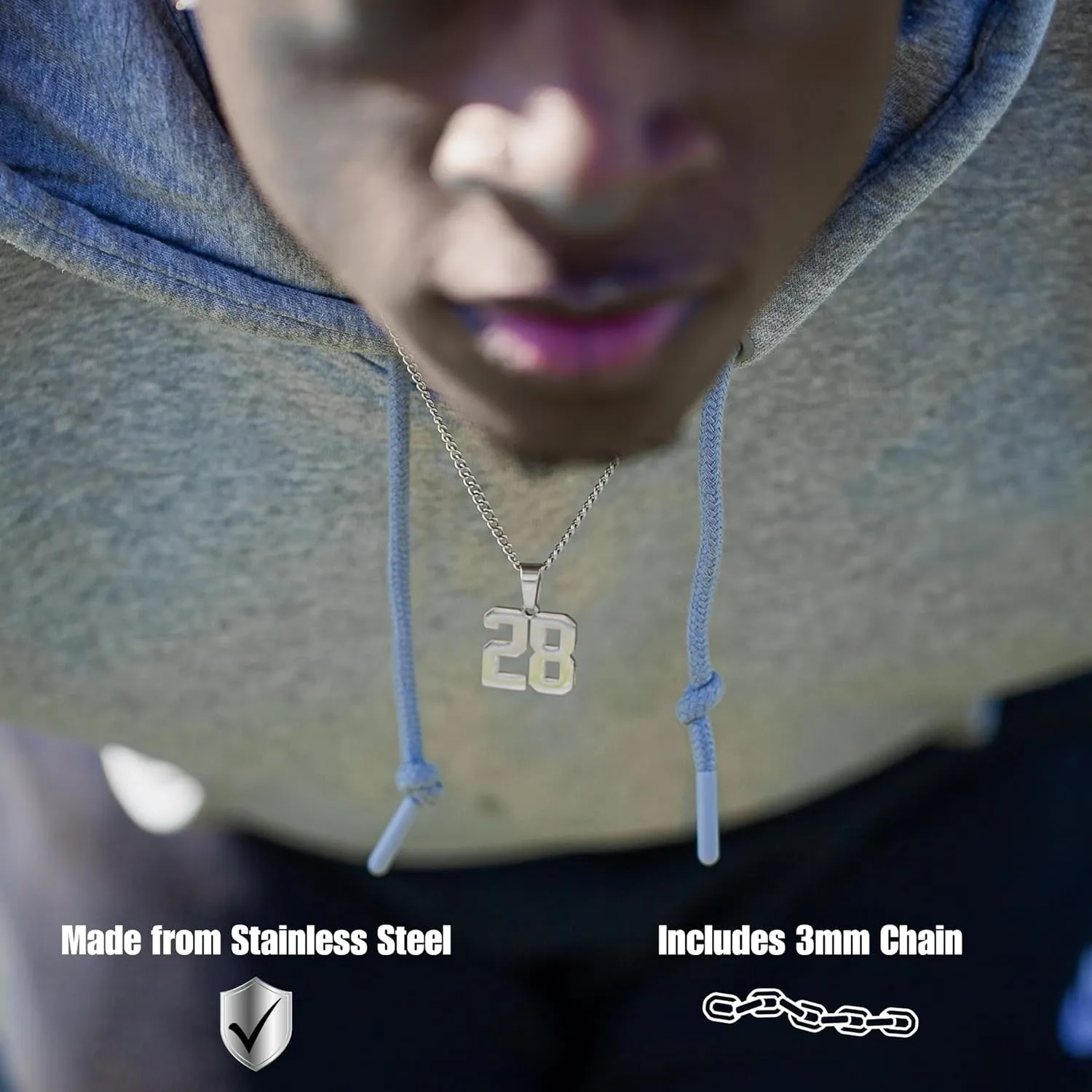 Custom Number Necklace - Stainless Steel Sports Chains - Personalized Jersey Number Necklaces for Men and Women Athletes - Stainless Steel Baseball/Basketball/Football Sports Team Inspiration Jewelry