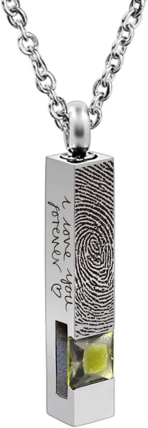 Custom Urn Necklaces for Ashes - Cremation Jewelry with Birthstone Crystals Name Necklace Pendant Personalized Memorial Keepsake for Ash Women Men Kids