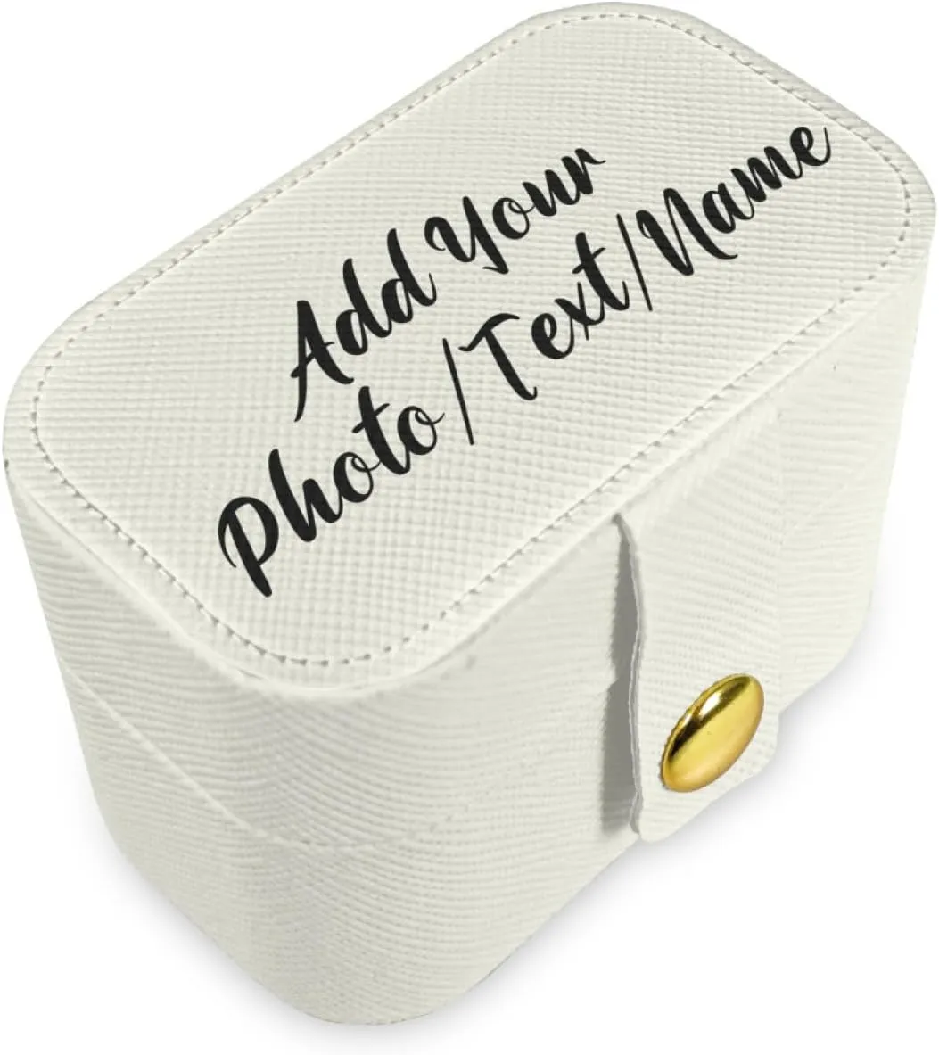 Customized Jewelry Box Gifts for Women Custom Jewelry Travel Case Design Your Own Photo Text Name Personalized Jewelry Organizer Boxs for Valentines Birthday, White, 2.56 * 1.53 * 1.85in