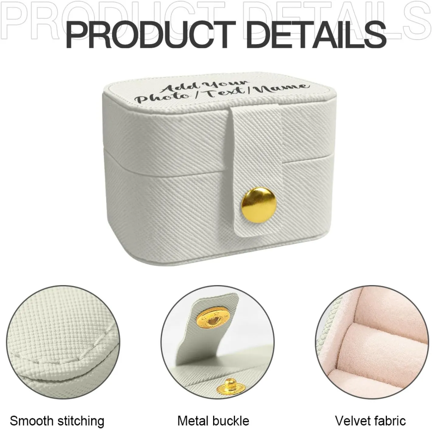 Customized Jewelry Box Gifts for Women Custom Jewelry Travel Case Design Your Own Photo Text Name Personalized Jewelry Organizer Boxs for Valentines Birthday, White, 2.56 * 1.53 * 1.85in