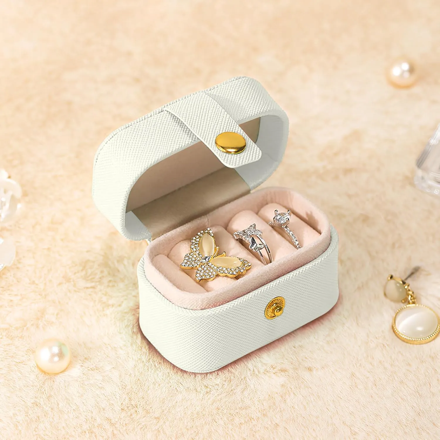 Customized Jewelry Box Gifts for Women Custom Jewelry Travel Case Design Your Own Photo Text Name Personalized Jewelry Organizer Boxs for Valentines Birthday, White, 2.56 * 1.53 * 1.85in