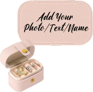 Customized Jewelry Box Gifts for Women Custom Jewelry Travel Case Design Your Own Photo Text Name Personalized Jewelry Organizer Boxs for Valentines Day Birthday, Pink, 2.56*1.53*1.85inch