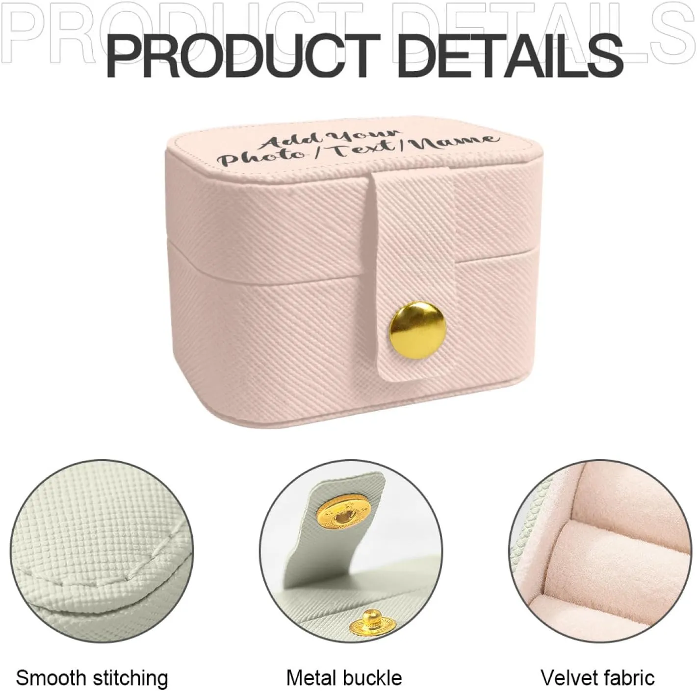 Customized Jewelry Box Gifts for Women Custom Jewelry Travel Case Design Your Own Photo Text Name Personalized Jewelry Organizer Boxs for Valentines Day Birthday, Pink, 2.56*1.53*1.85inch