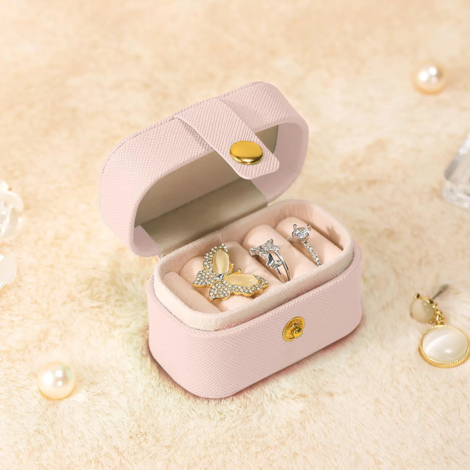 Customized Jewelry Box Gifts for Women Custom Jewelry Travel Case Design Your Own Photo Text Name Personalized Jewelry Organizer Boxs for Valentines Day Birthday, Pink, 2.56*1.53*1.85inch
