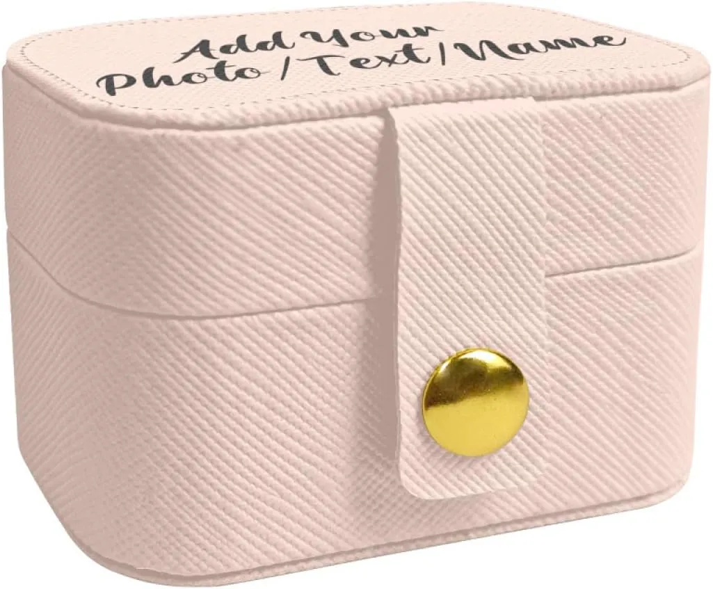 Customized Jewelry Box Gifts for Women Custom Jewelry Travel Case Design Your Own Photo Text Name Personalized Jewelry Organizer Boxs for Valentines Day Birthday, Pink, 2.56*1.53*1.85inch