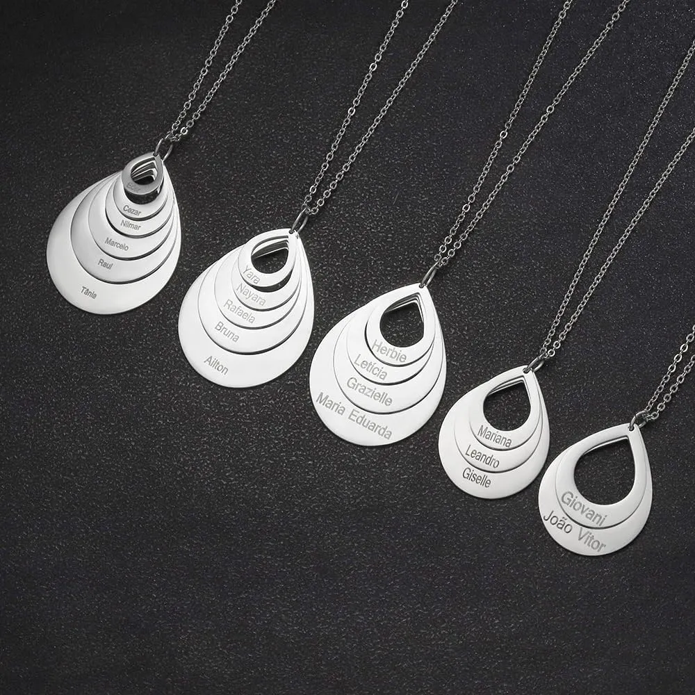 Customized Mom Necklace with Kids Names Initials Pendant Necklace for Women Family Necklace with Children Names Mother Daughter Necklace Rose Gold Mothers Day Jewelry Gift for Grandma