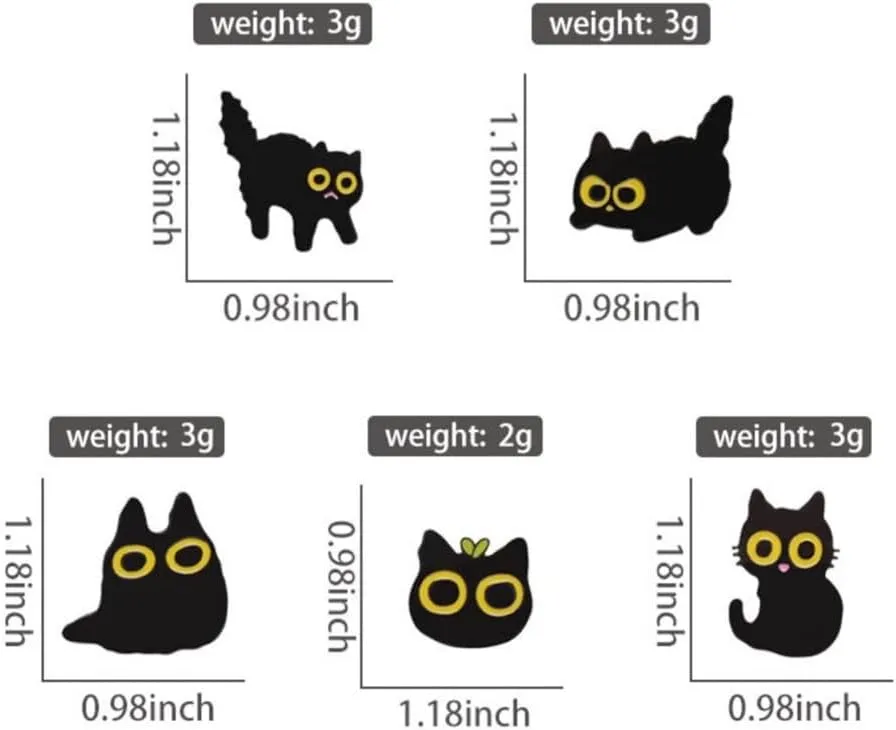 Cute Black Cat Enamel Brooch Pin Set Hidden Cat Cartoon Animal Lapel Pins Backpack Hat Decoration