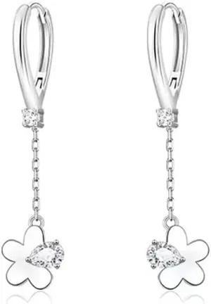 Cute Flower Tassel Dangle Drop Small Hoop Earrings for Women 925 Sterling Silver Crystal Cubic Zirconia Chain Dangling Cartilage Hypoallergenic Waterdrop Huggie Hoops Earring Wrap Cuffs Dainty Jewelry Gifts Birthday