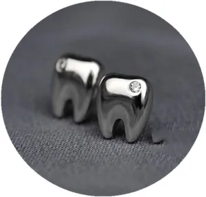 Cute Tooth Crystal Stud Earrings Tiny Funny Earrings Jewelry for Women Men