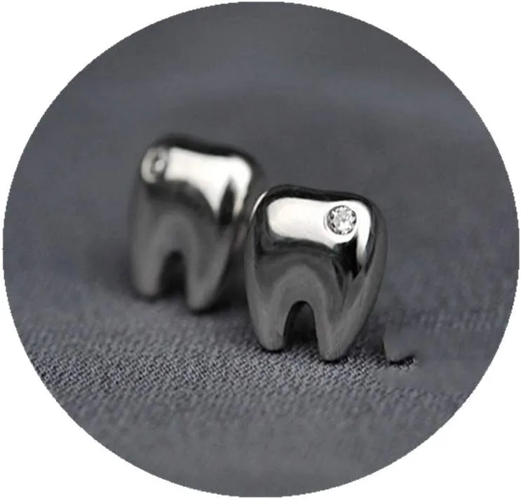 Cute Tooth Crystal Stud Earrings Tiny Funny Earrings Jewelry for Women Men