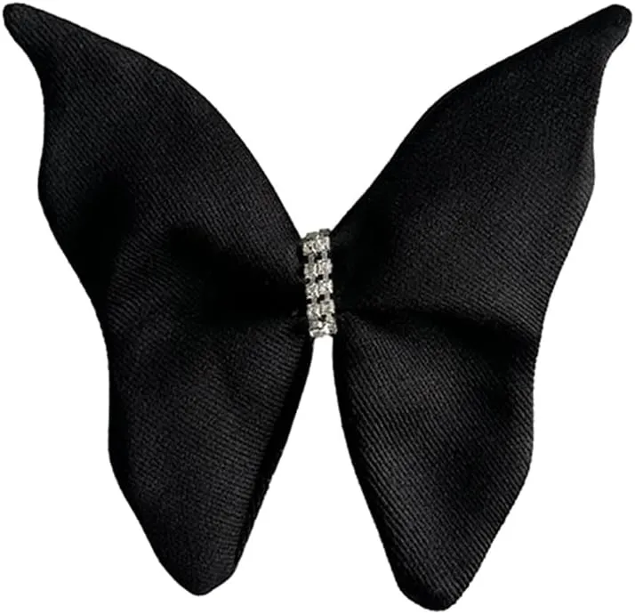 Dainty Fabric Butterfly Brooch Pin for Women Girls Fashion Rhinestone Crystal Large Bowknot Brooches Lapel Corsage Boutonniere Pins Wedding Birthday Holiday Dress Accessories Jewelry Gift