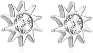 Dainty Sun Mini Stud Earrings for Women 925 Sterling Silver Crystal Cubic Zirconia Cartilage Tragus Tiny Small Studs Earring Cute Jewelry Gifts Hypoallergenic