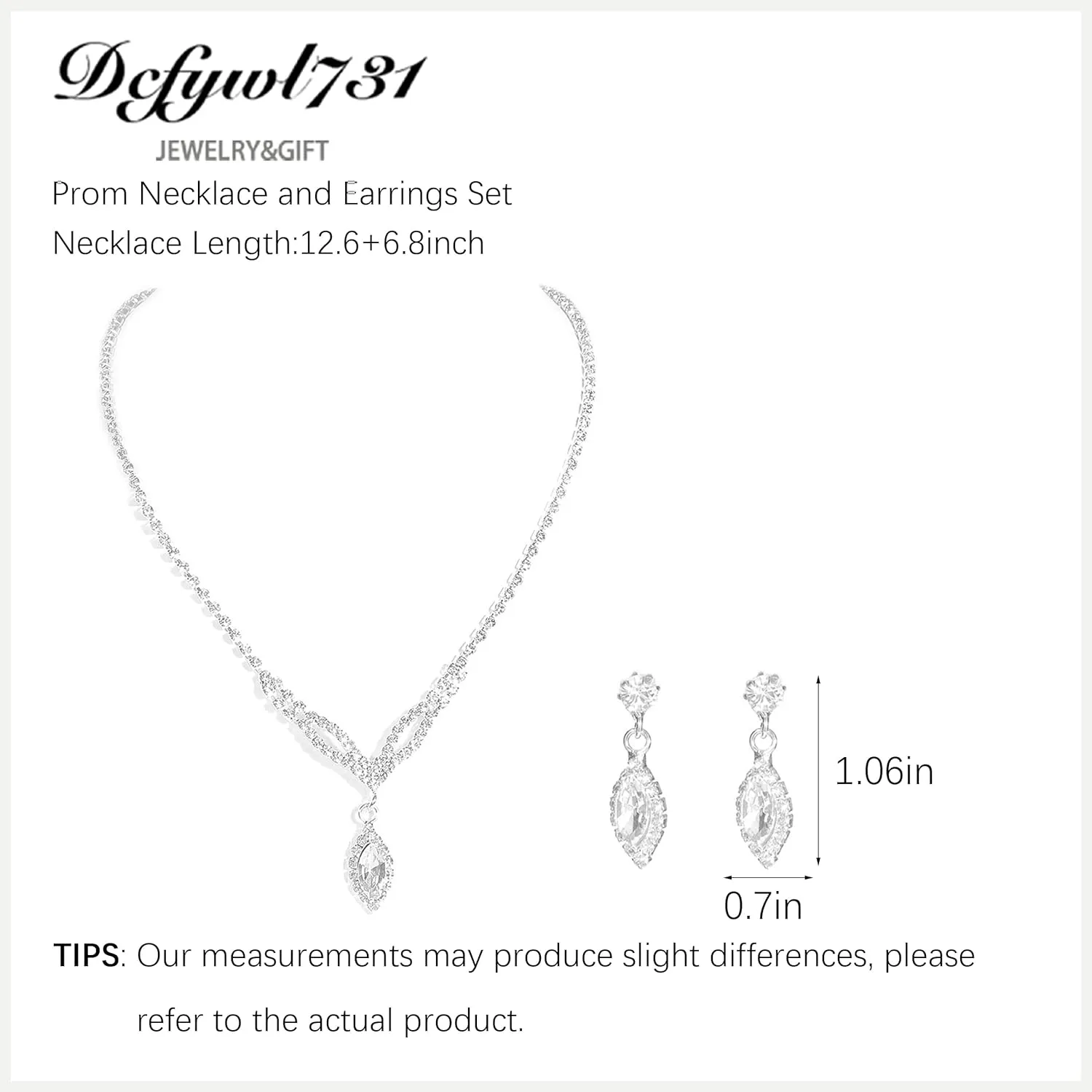 Dcfywl731 Silver Prom Jewelry Set Rhinestone Bridal Wedding Jewelry Sets for Brides Bridesmaid Formal Costume Jewelry Accessories for Wedding Prom Dresses 2025