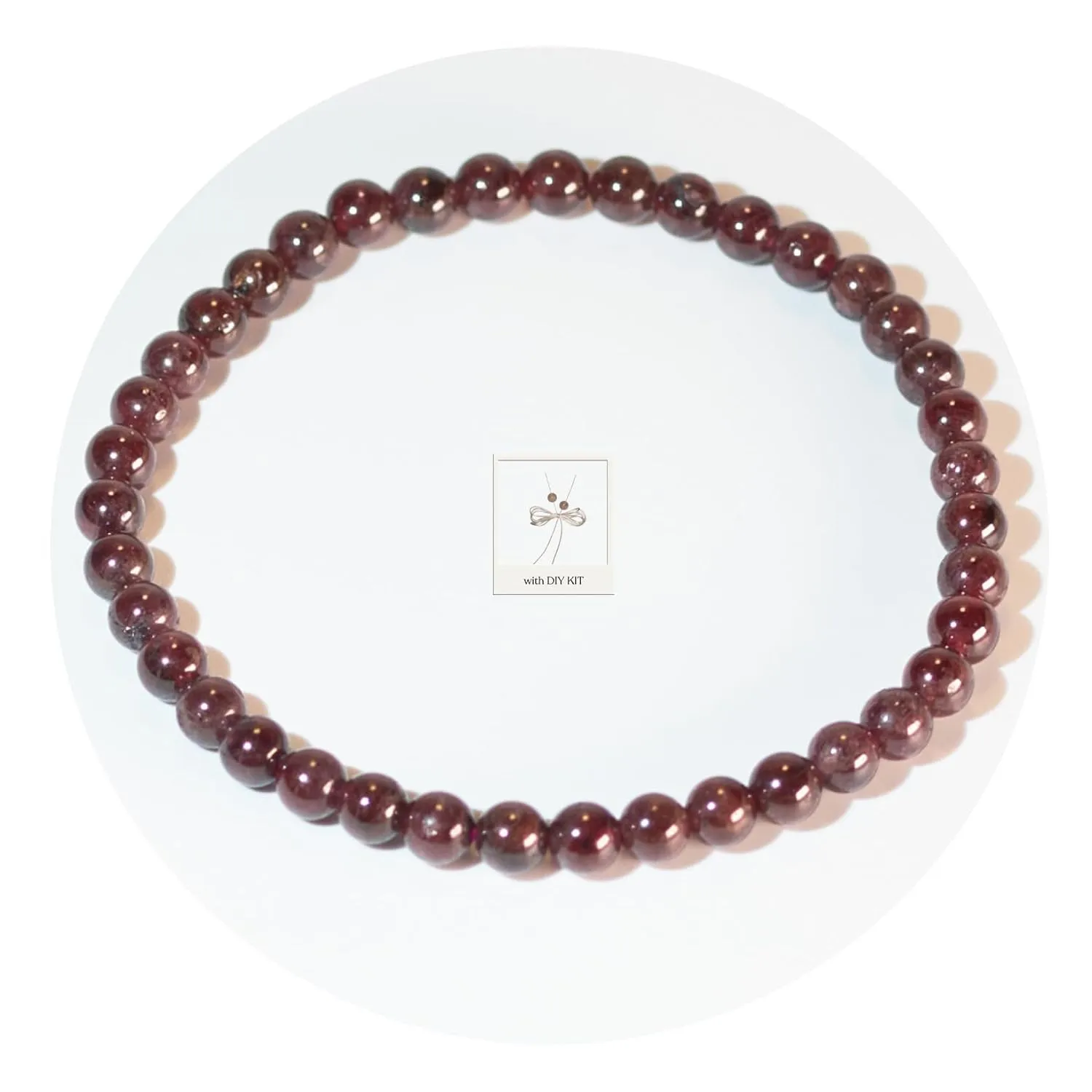 Deep Red Garnet Bracelet for Men Women Passion Strength Beaded Bracelet Handmade Natural Crystal Stone Stretch Jewelry with DIY Kit - BANANE LAB - Essence Collection - Size 4MM