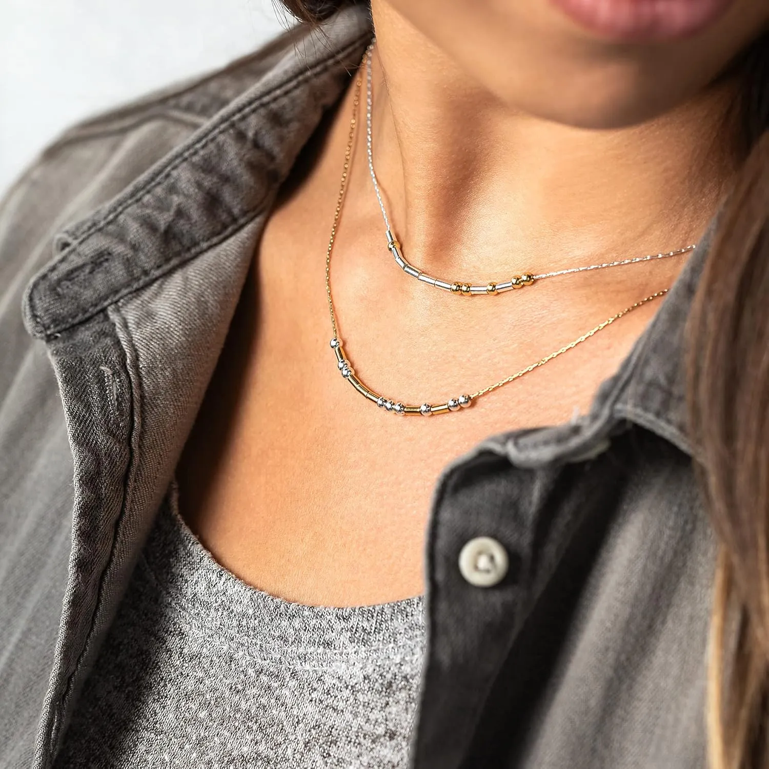 DEMDACO Morse Code Silver Gold Tone You're Strong Kind Blessed One Size Brass Fashion Necklace