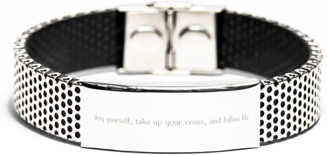 Deny Yourself, Take Up Your Cross, and Follow Me Matthew 16:24 Christian Friend Long Distance Friendship Prophetic Jewelry Soul Sisters Stainless Steel Bracelet