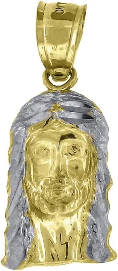 Diamond2Deal 10k Two-Tone Gold Jesus Religious Charm Pendant