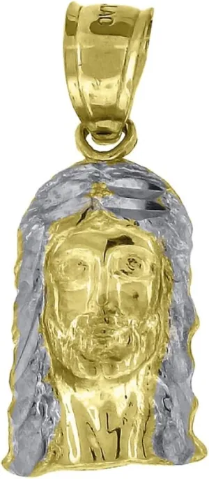 Diamond2Deal 10k Two-Tone Gold Jesus Religious Charm Pendant