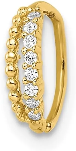 Diamond2Deal 14k Yellow Gold Cubic Zirconia Ear Cuff (L- 0.33 in, W- 0.1 in)