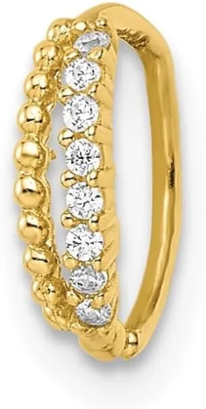 Diamond2Deal 14k Yellow Gold Cubic Zirconia Ear Cuff (L- 0.33 in, W- 0.1 in)