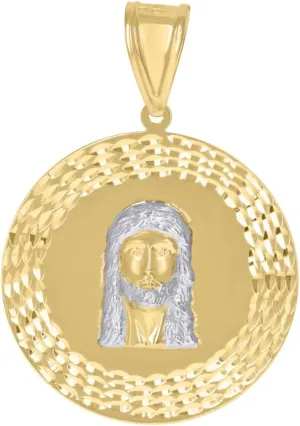Diamond2Deal Mothers Day Gifts 10K Two-Tone Gold Diamond-Cut Jesus Religious Charm Pendant for Mom