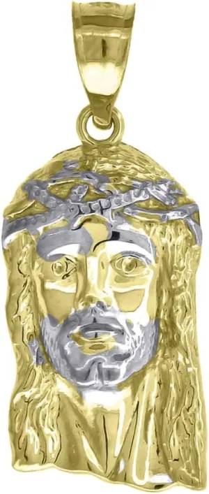 Diamond2Deal Mothers Day Gifts 10k Two-Tone Gold Jesus Religious Charm Pendant for Mom