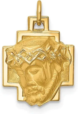 Diamond2Deal Mothers Day Gifts 14k Yellow Gold Hollow Satin Small Jesus Cross Medal Pendant for Mom Pendant for Mom